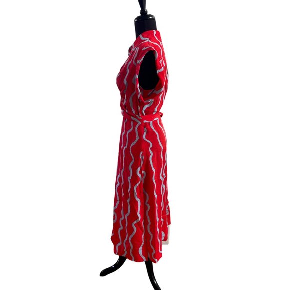 NWT Diane Von Furstenberg Red 100% Silk Wrap Midi Dress Size 10 - Picture 6 of 13